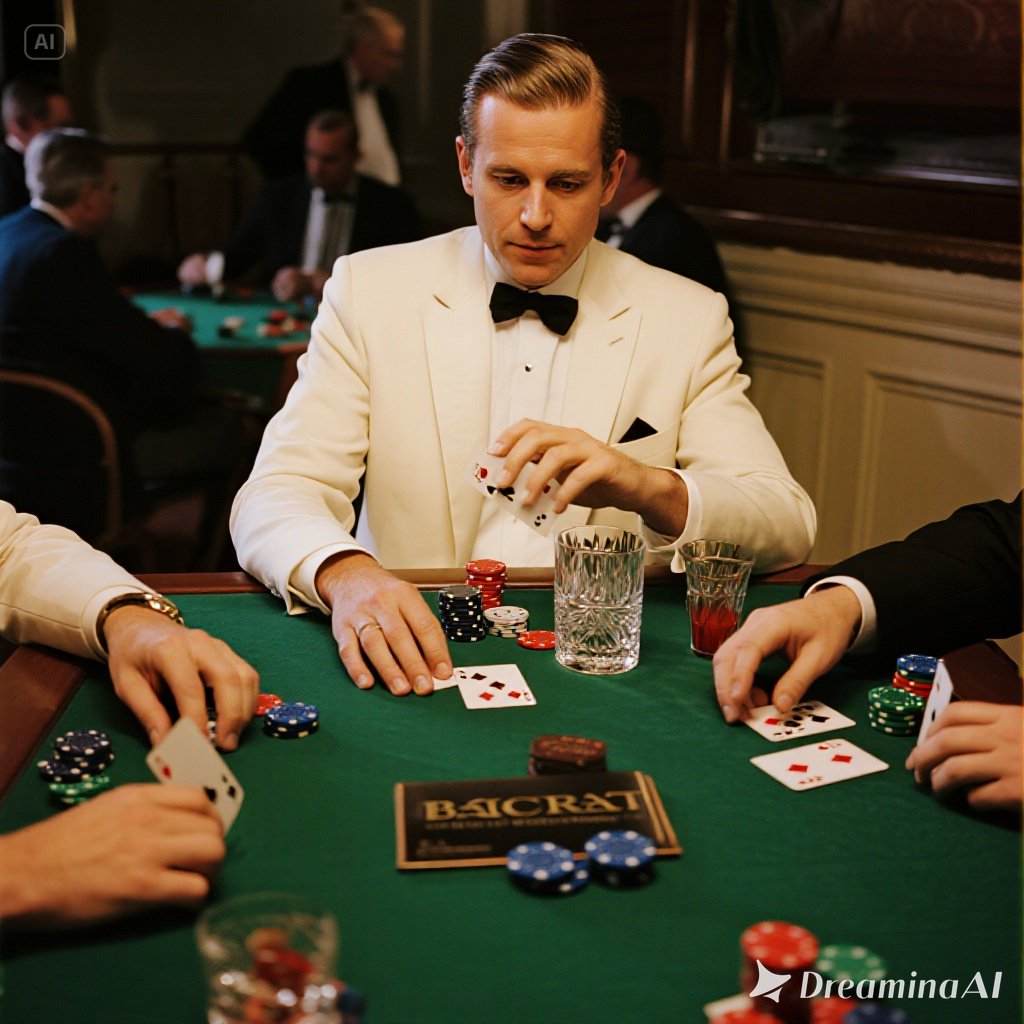 Kolase meja baccarat dengan elemen musik dan seni populer modern.