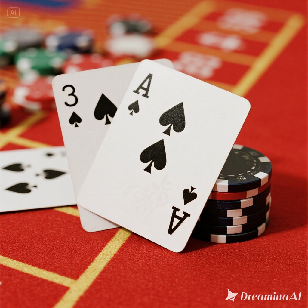 Meja baccarat elegan di kasino Makau dan Las Vegas dengan pemain high roller.