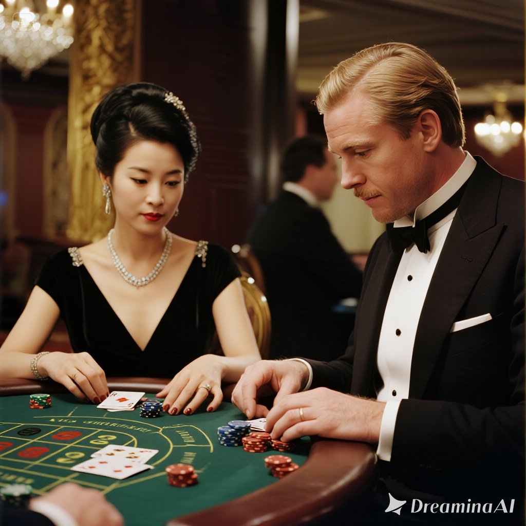 Ilustrasi perbedaan gaya bermain baccarat di Asia yang penuh ritual dan Barat yang elegan.