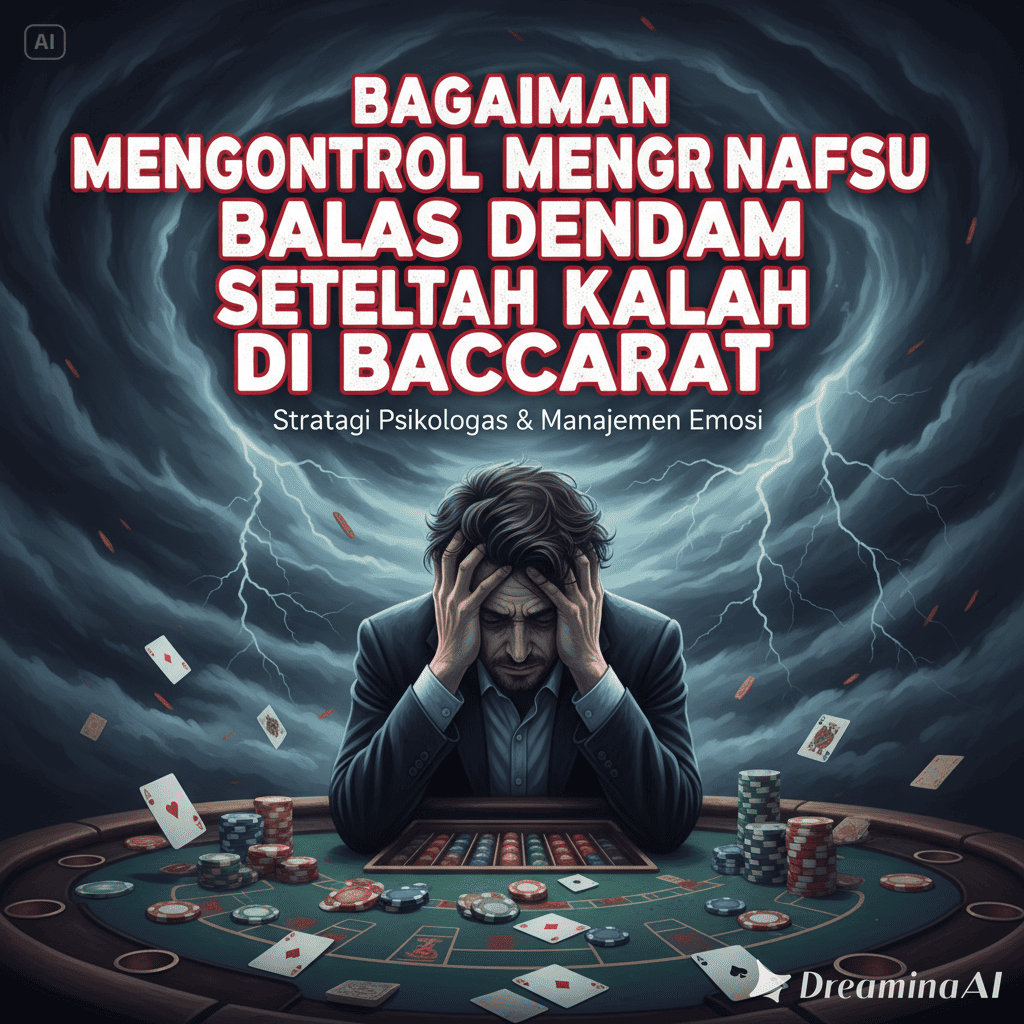 Ilustrasi pemain Baccarat menahan emosi dengan ekspresi tenang setelah kalah.