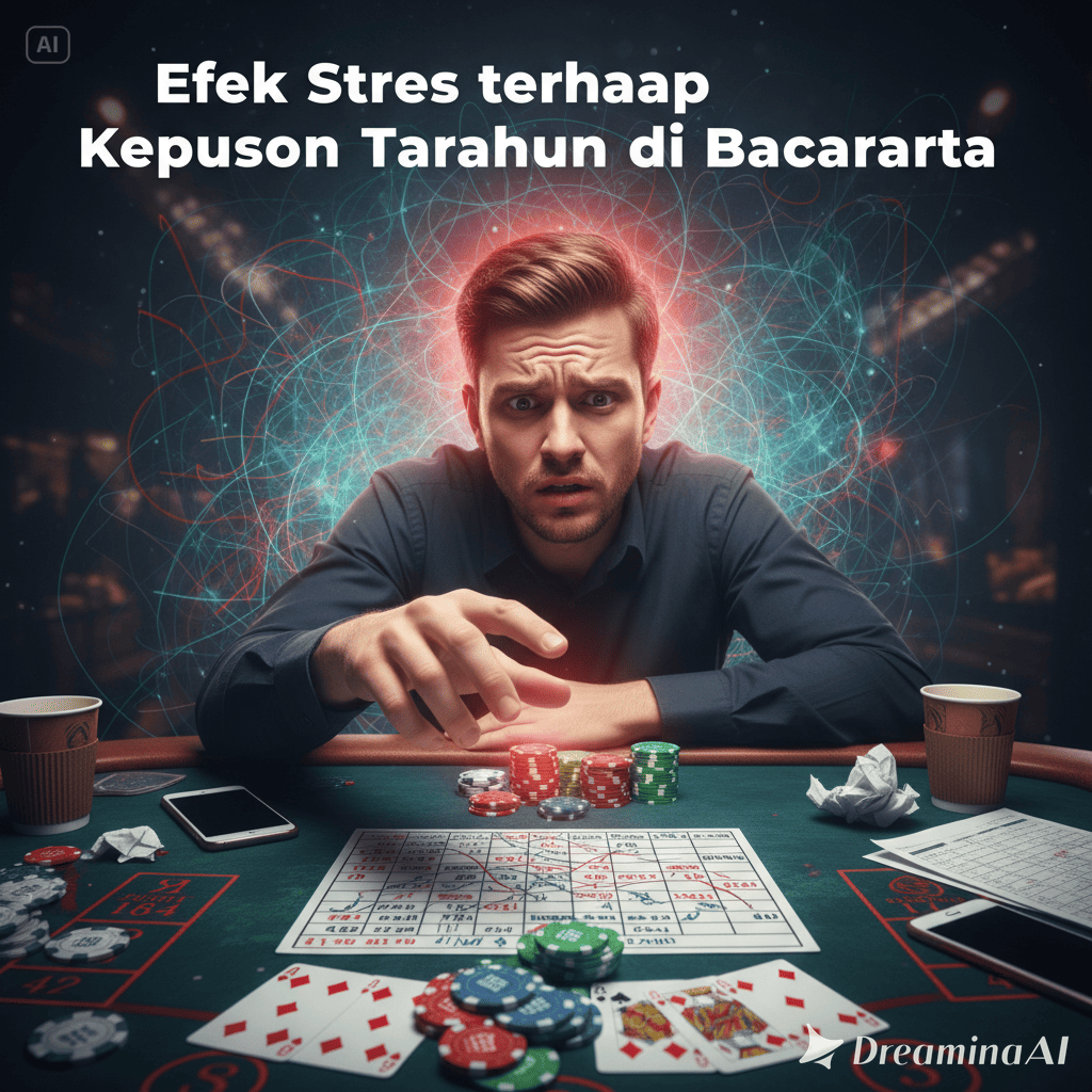 Ilustrasi pemain baccarat yang stres saat mengambil keputusan taruhan