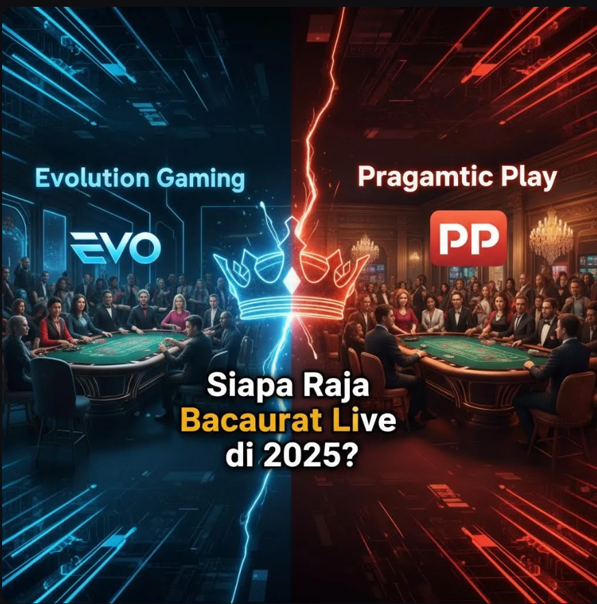 Dealer baccarat live sedang mengocok kartu di meja kasino modern dengan pencahayaan profesional.